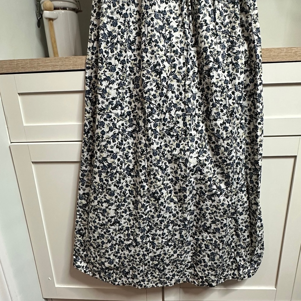 Cottagecore Strapless Maxi Dress Womens M Navy Floral Ruffle Smocked Romantic - Picture 6 of 12